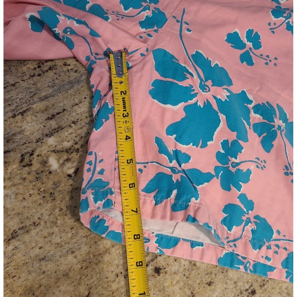 Vintage Men's Size XL Hawaiian Style Honolulu Pink Blue Shorts 36x7 Drawstring - Picture 7 of 13